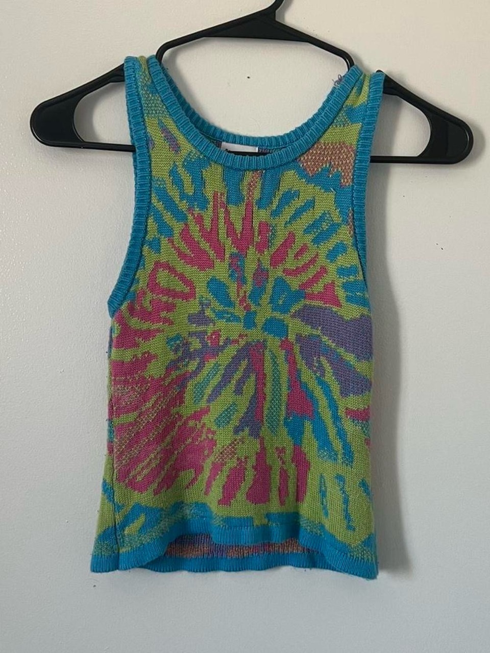 Princess Polly Multicolor Knit Tank Top - Blue, Lime & Pink